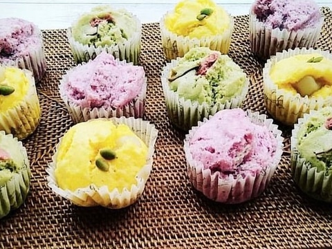 カラフル蒸しパン♪